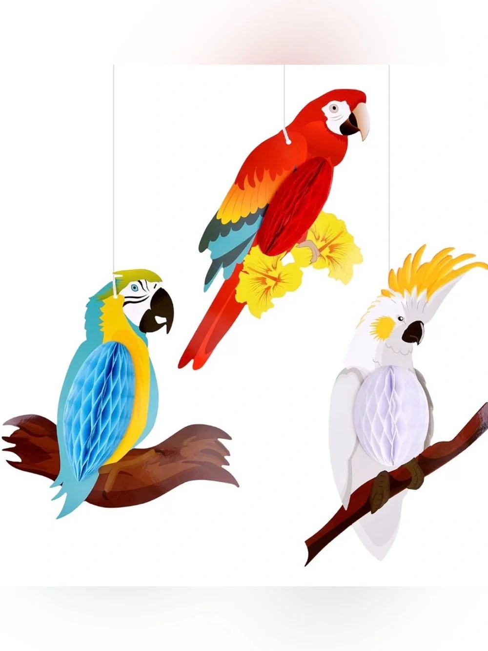 Tropical Birds and Flower Banner Hawaiian Luau Hula Party Decorations